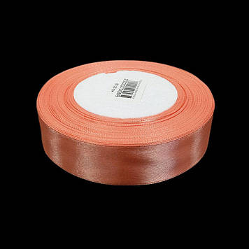 Стрічка атласна 26 мм, персикова, 23 м