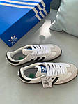 Чоловічі кросівки Adidas Samba White/Black (біло-чорні) стильні повсякденні кроси 0764 Адідас топ, фото 6