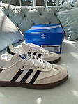 Чоловічі кросівки Adidas Samba White/Black (біло-чорні) стильні повсякденні кроси 0764 Адідас топ, фото 7