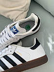 Чоловічі кросівки Adidas Samba White/Black (біло-чорні) стильні повсякденні кроси 0764 Адідас топ, фото 8