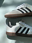 Чоловічі кросівки Adidas Samba White/Black (біло-чорні) стильні повсякденні кроси 0764 Адідас топ, фото 9