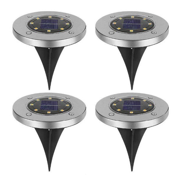 Сонячні вуличні світильники Solar Disk Lights 4 шт підсвічування газону на сонячній батареї садові ліхтарі