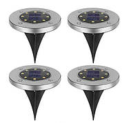 Сонячні вуличні світильники Solar Disk Lights 4 шт підсвічування газону на сонячній батареї садові ліхтарі