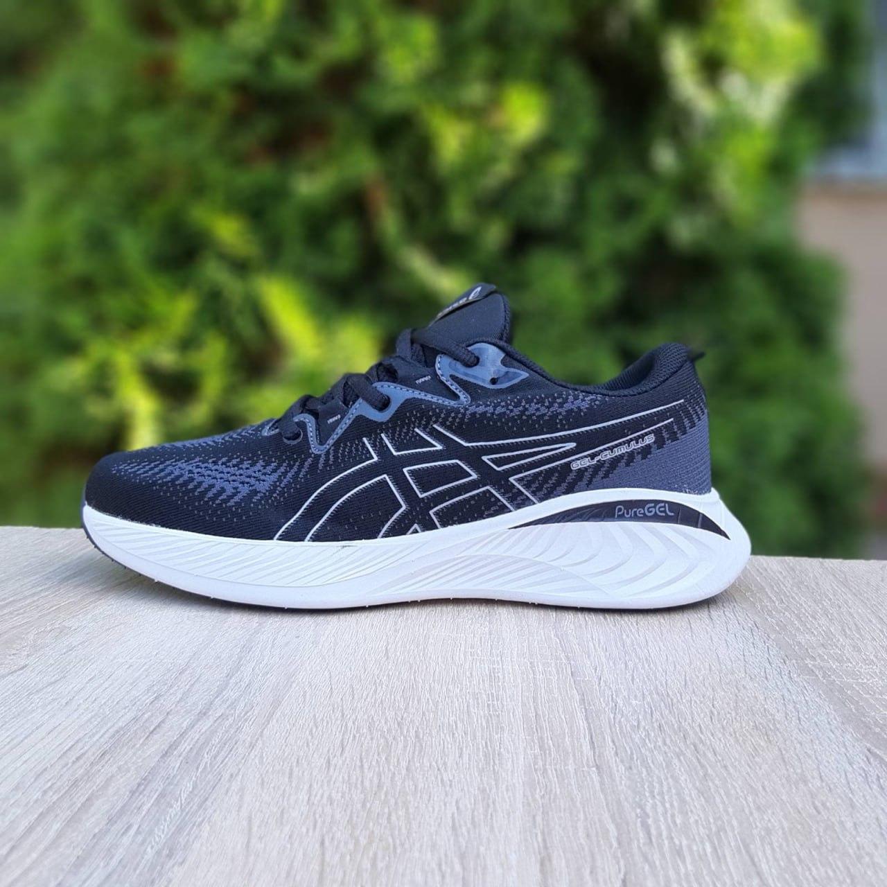 Чоловічі кросівки Asics GEL-CUMULUS 25 (чорні з білим) модні низькі кросівки 11260 Асикс топ, фото 1