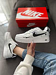 Чоловічі кросівки Nike Air Force 1 White/black (білі з чорним) низькі стильні кроси 060 Найк топ, фото 5