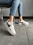 Чоловічі кросівки Nike Air Force 1 White/black (білі з чорним) низькі стильні кроси 060 Найк топ, фото 9