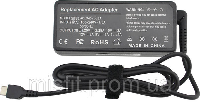 Универсальный блок питания для ноутбуков Lenovo 20V 2.25A 45W Type C ...