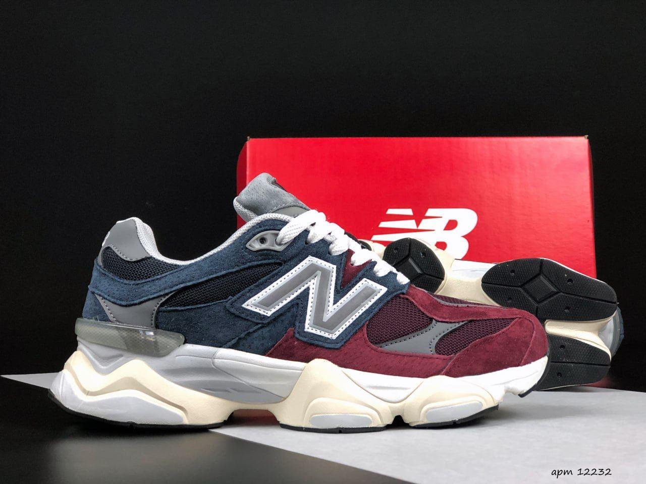 Чоловічі кросівки New Balance 9060 (бордові з темно-синім) демісезонні спортивні стильні кроси 12232 НБ vkross