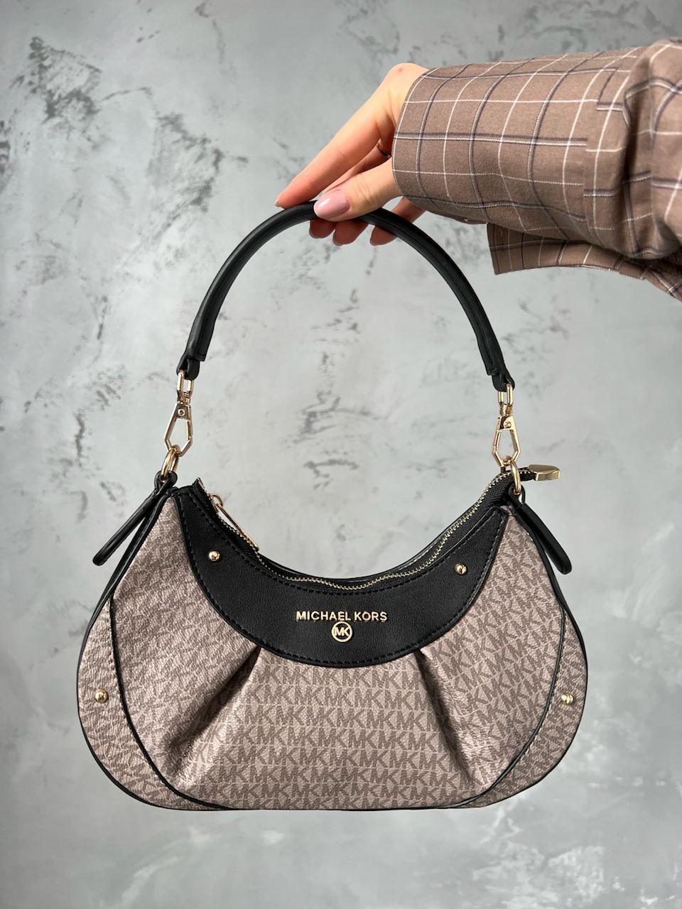 Жіноча сумка Michael Kors (бежева з чорним) модна містка красива сумочка AS561 vkross