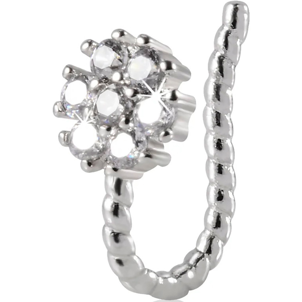 Біжутерія сережки каффа кліпса пірсинг септум обманка в крило носа з медичної сталі JBH105T Silver