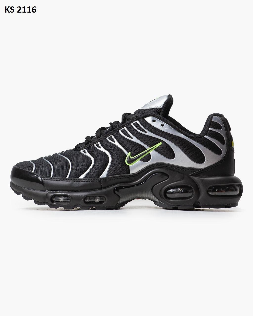 Чоловічі кросівки Nike Air Max TN Plus (чорно-зелені) стильні кросівки KS 2116 Найк vkross