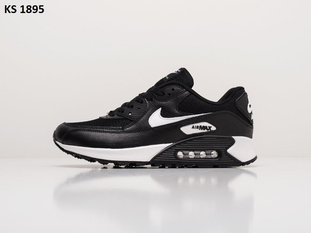 Чоловічі кросівки Nike Air Max 90 (чорні з білим) низькі стильні кросівки KS 1895 Найк vkross