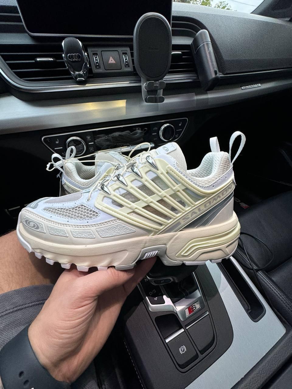 Чоловічі кросівки SALOM0N ACS PRO Advanced White/Beige (білі з бежевим) стильні SL004 Саломон vkross