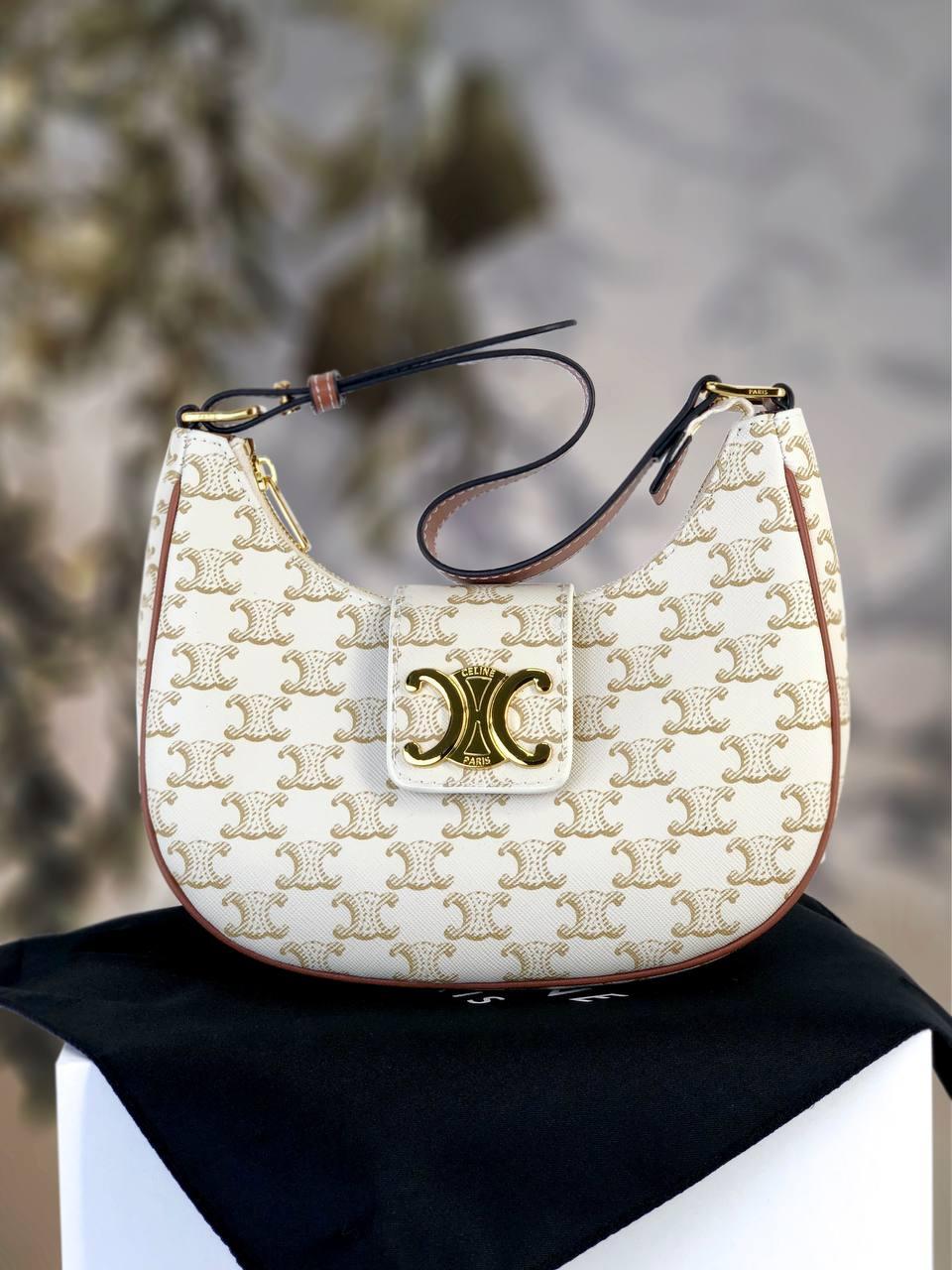 Жіноча сумка Celine (бежева з коричневим) стильна вишукана сумочка для дівчини art0308 vkross