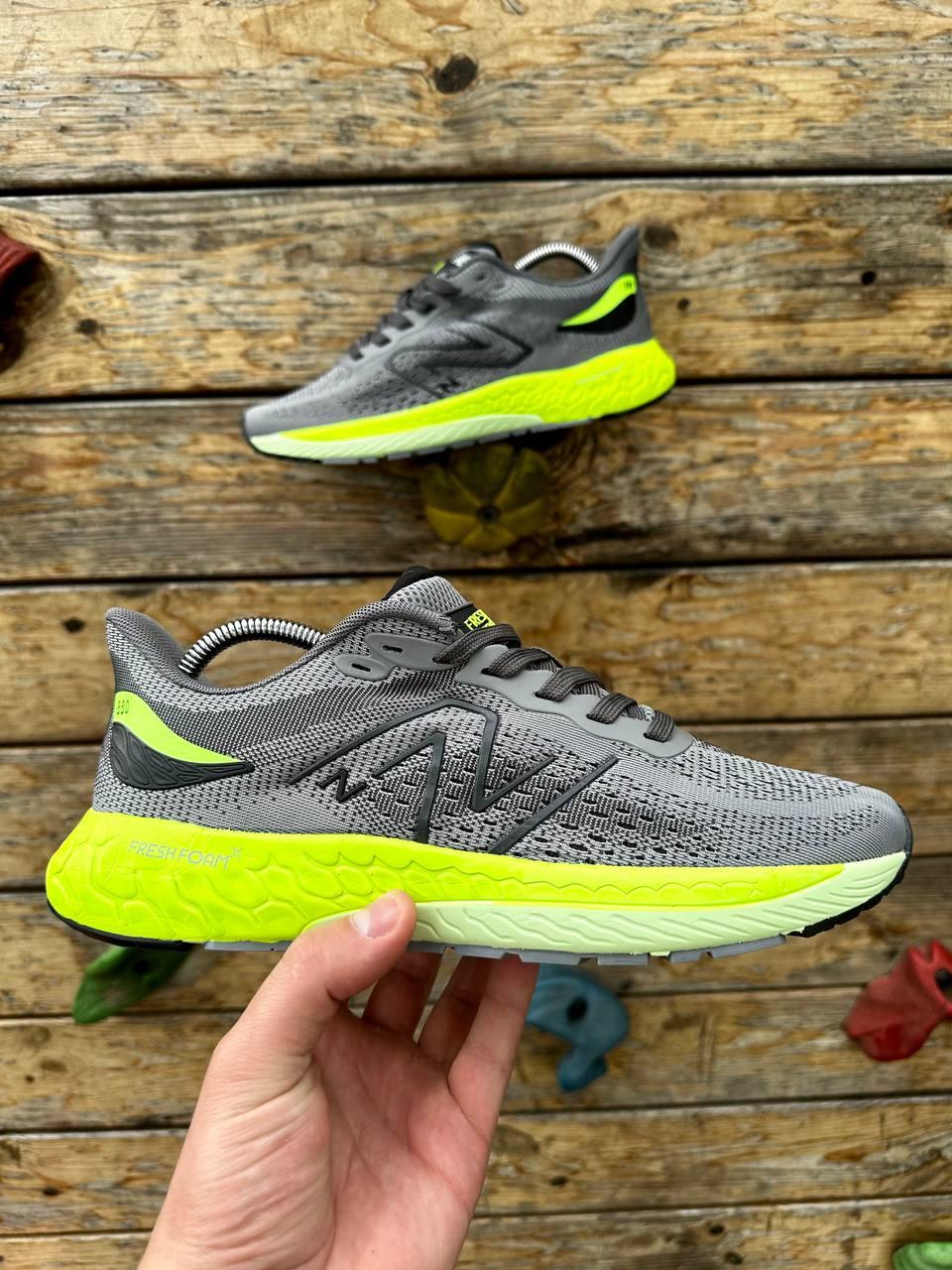 Чоловічі весняні кросівки New Balance Fresh Foam 880 (сірі із салатовим) стильні спортивні кроси 3191-5 НБ vkross