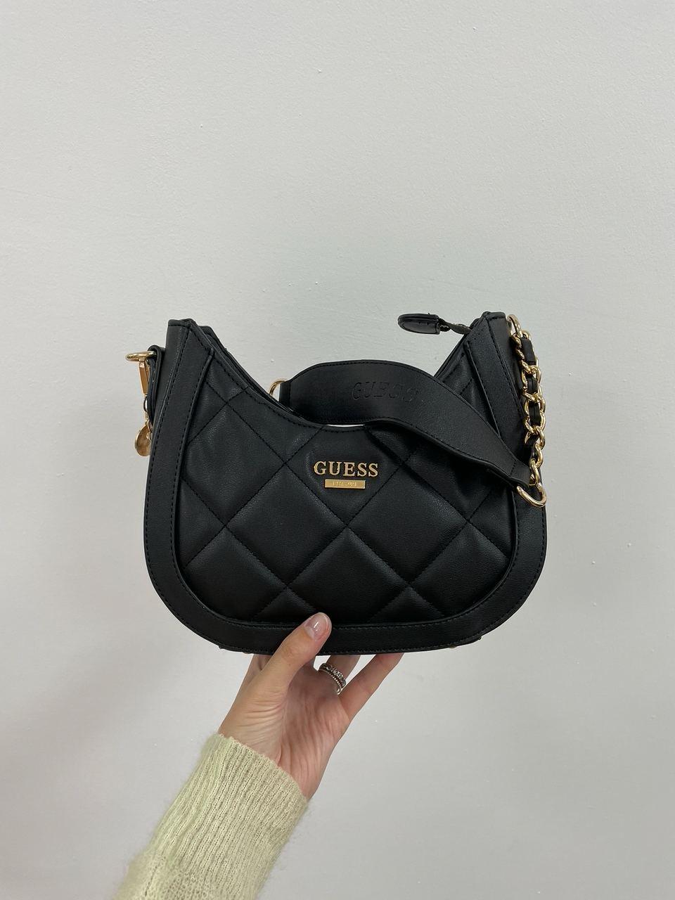 Жіноча сумка Гесс чорна Guess Black Abey Small Hobo