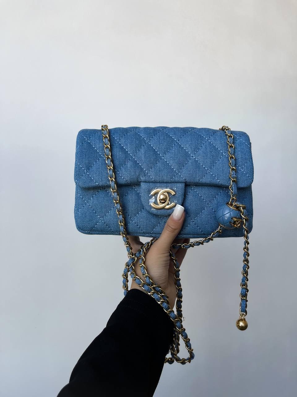 Жіноча сумка Chanel (блакитна) красива джинсова розкішна сумочка art0330 vkross