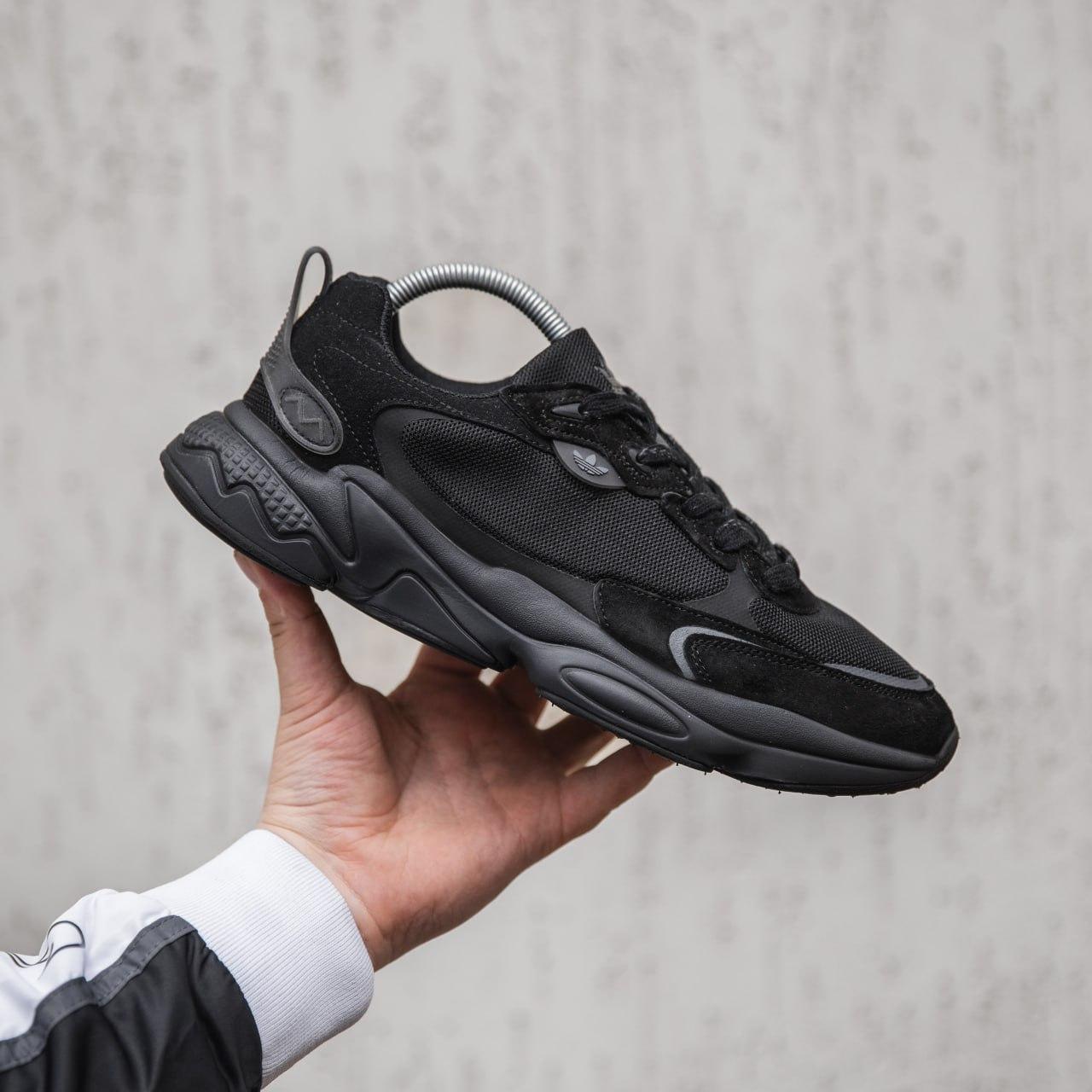 Чоловічі кросівки Adidas Ozweego (чорні) стильні повсякденні кроси 2372 Адідас vkross