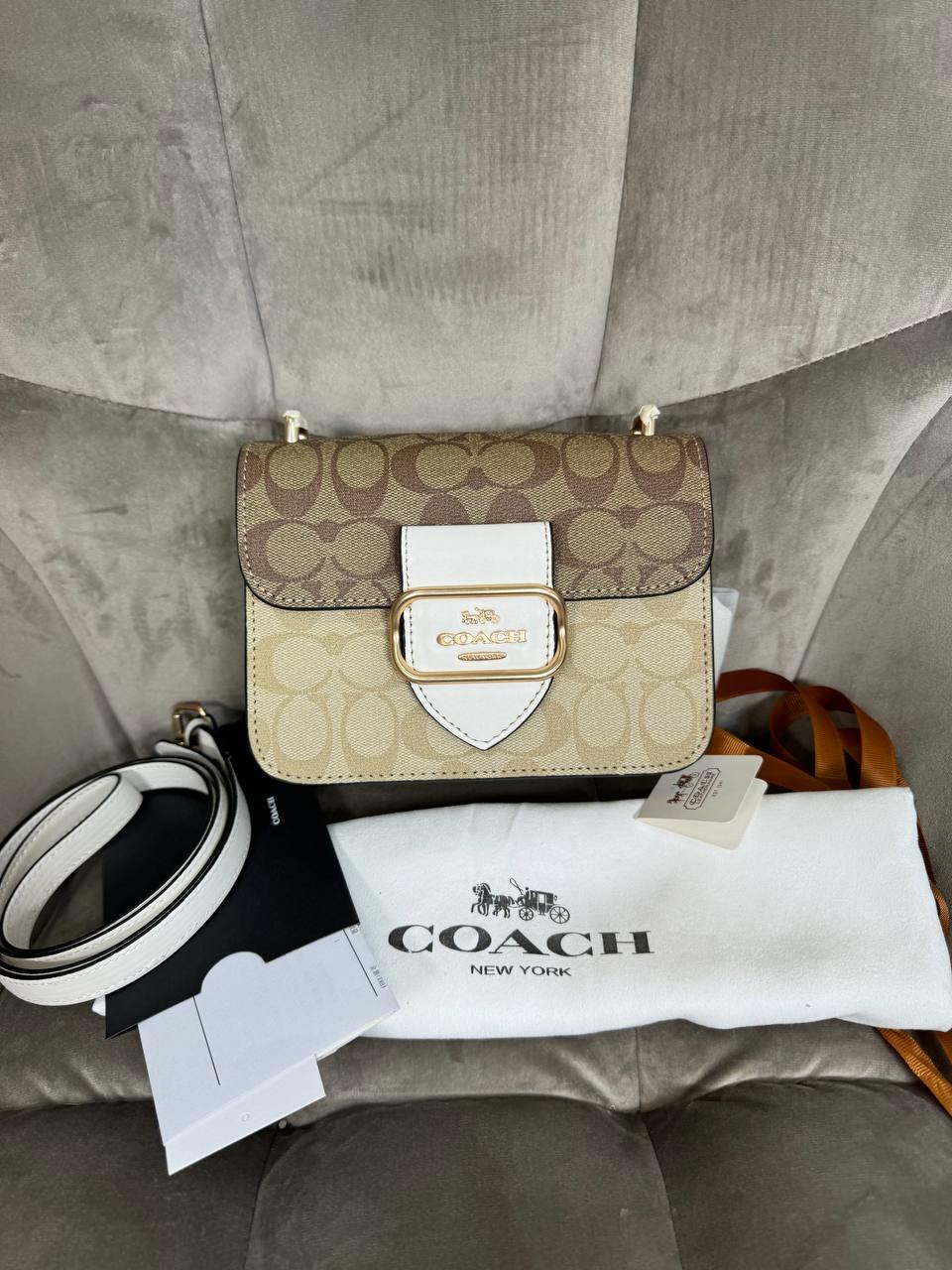 Жіноча сумка Coach Premium (бежева) ділова модна актуальна сумочка Gi43044 vkross, фото 1