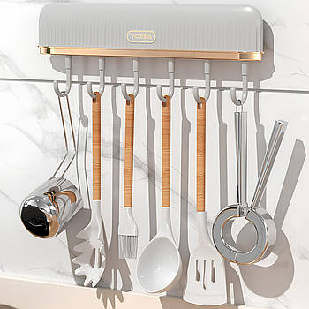 Настінна вішалка на 6 гачків, Plastic hook / Клейка вішалка для кухні / Гачки для ванної та кухні