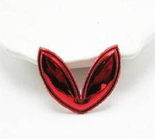 Аплікація "Вушка", лакові, 3*3,5 см, колір-червоний, шт, Червоний