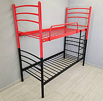 Металеве двоярусне ліжко для дітей і підлітків Маранта чорно-червоного кольору Тенеро