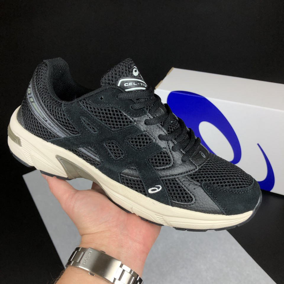 Чоловічі кросівки Asics Gel 1130 сіточка повсякденні дихаючі чорні бежеві