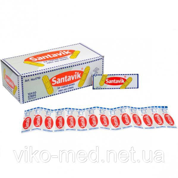 Пластир бактерицидний першої медичної допомоги на нетканній основі 7,2 см х 1,9 см N 10 PINNA (Сантавік) 7,2х1,9 *, фото 1