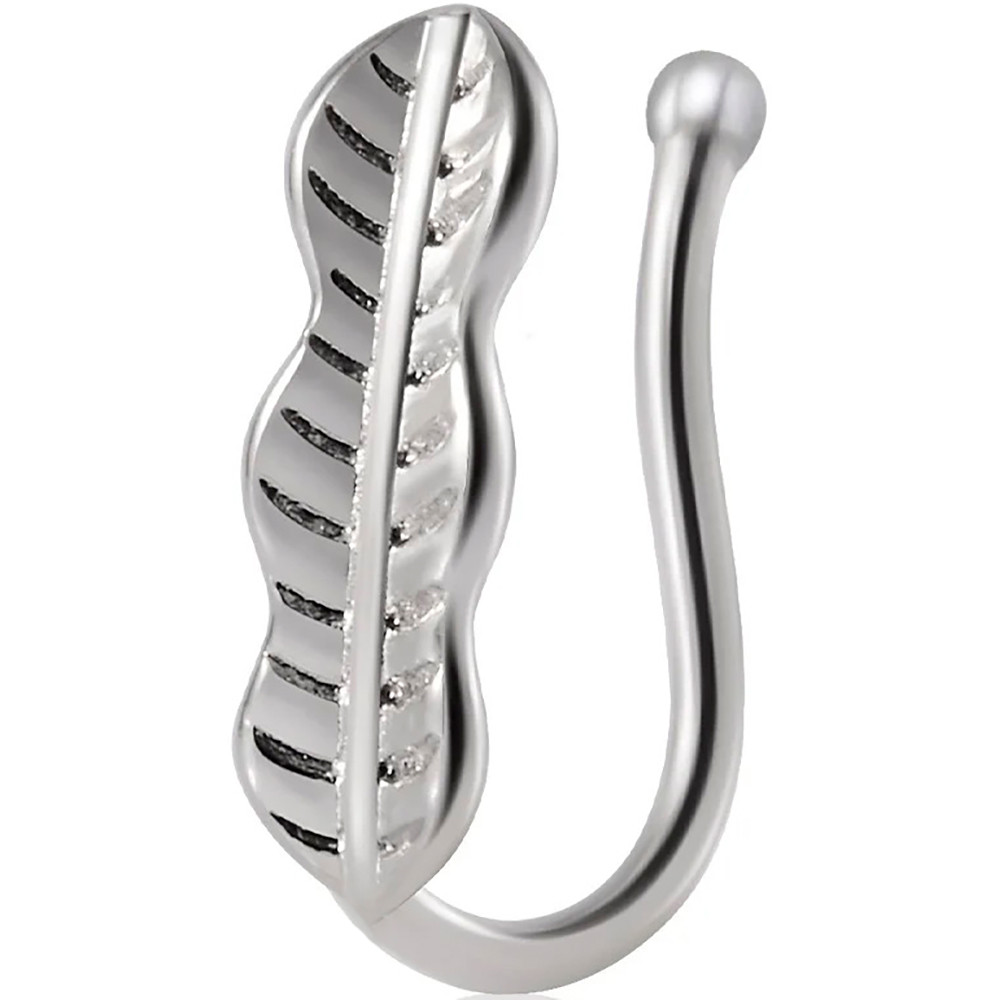 Біжутерія сережки каффа кліпса пірсинг септум обманка в крило носа з медичної сталі JBH108T Silver