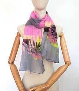 Шарф жіночий тонкий легкий весняний осінній Леона сіро-рожевий