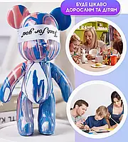 Флюидный мишка DIY creative fluid bear 23 см набор с красками раскраска для детского творчества