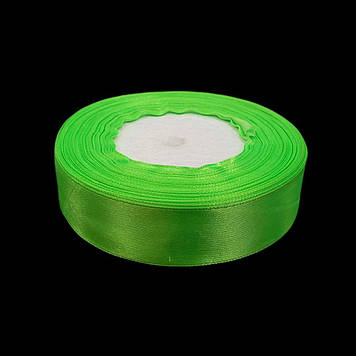 Стрічка атласна 26 мм, салатова, 23 м