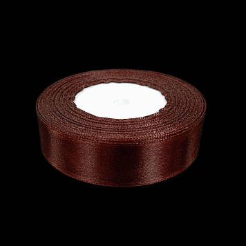 Стрічка атласна 26 мм, коричнева, 23 м
