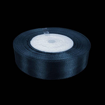Стрічка атласна 26 мм, темно-синя, 23 м