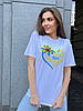 Жіноча літня молодіжна однотонна футболка з віскози, з патріотичним накатом, фото 10