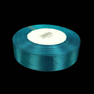 Стрічка атласна 26 мм, темно-лазурна, 23 м