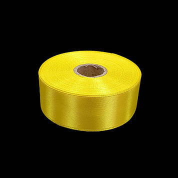 Стрічка атласна 25 мм, жовта, 23 м