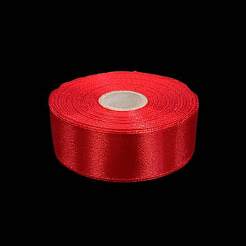 Стрічка атласна 25 мм, червона, 23 м