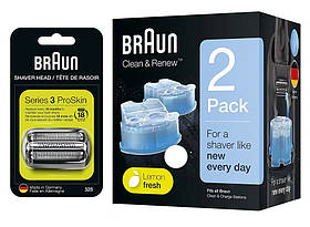 Сітка і ріжучий блок Braun 32s Series 3 + Картрідж Braun CCR2 для очищення