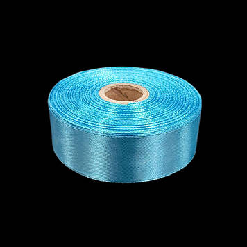 Стрічка атласна 25 мм, блакитна, 23 м
