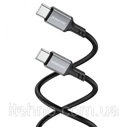Кабель Type-C to Type-C Borofone BX83 Famous 60W silicone (Чорний), фото 3