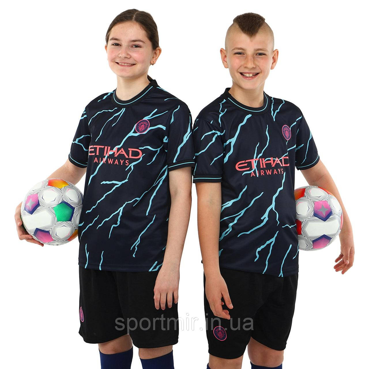 Форма футбольна дитяча із символікою футбольного клубу MANCHESTER CITY резервна 2024 SP-Planeta CO-6350 6-14, фото 1