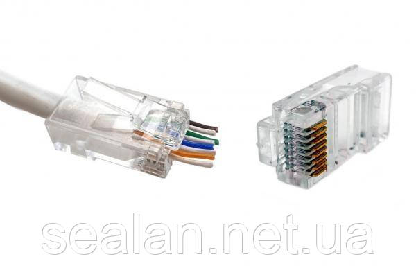 Конектор прохідний RJ45 8P8C UTP cat.5e (упаковка 100шт) ValCord