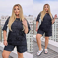 Жіночий літній костюм із шортами батал новинка 2024
