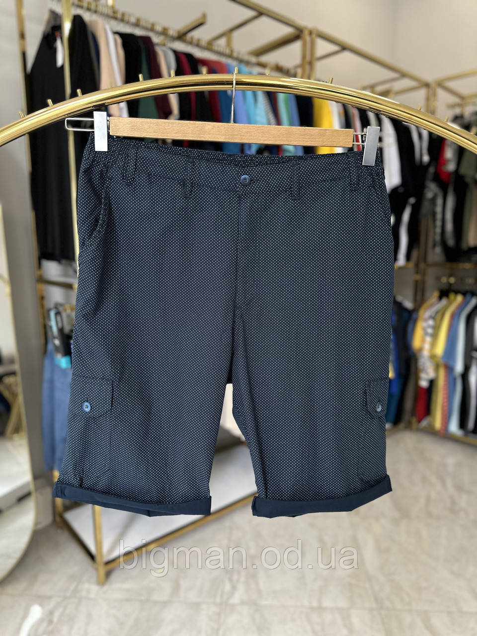 Чоловічі шорти хб BRC 7910 батал 2-6XL синие