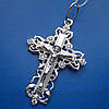 Срібний хрест з розп'яттям і фіанітами, 8 грамів, фото 6