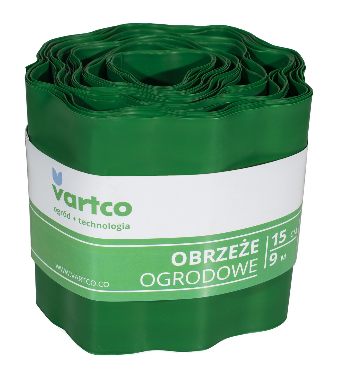 Бордюрна пластикова стрічка 15 см 9 метрів зелена VARTCO (Польща), фото 1