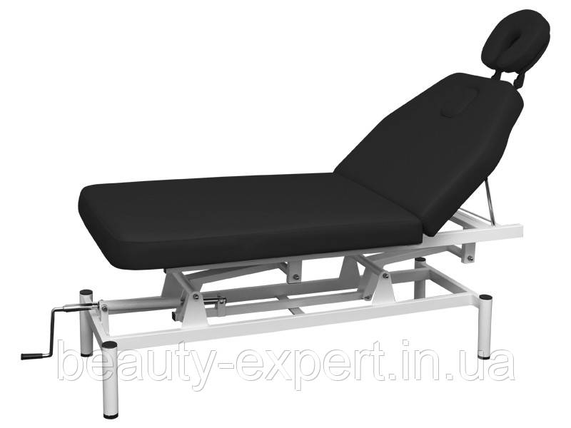 Масажний стіл стаціонарний двосекційний 257 black кушетка масажна косметологічна, фото 1