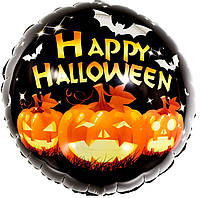 Фольгована кулька КНР 18"(45 см) Коло "Happy Halloween" гарбузи