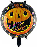 Фольгована кулька КНР 18"(45 см) Коло "Happy Halloween" гарбуз